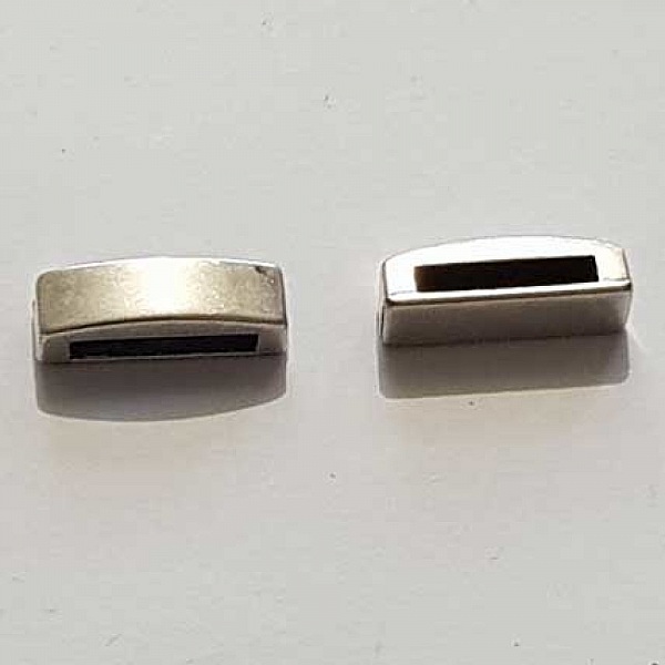 Perle passant rectangle pour cuir 13 mm Argent N&deg;09