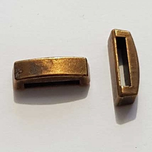 Perle passant rectangle pour cuir 13 mm Bronze N&deg;09