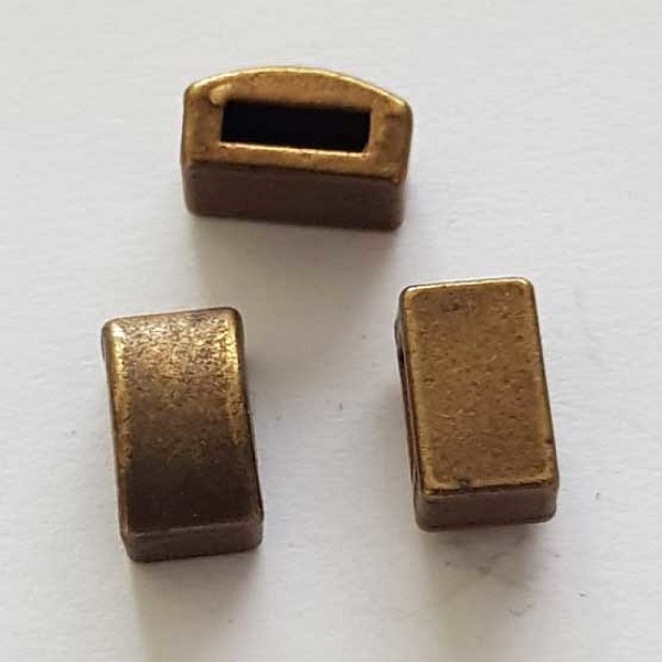 Perle passant rectangle pour cuir 06 mm Bronze N&deg;02