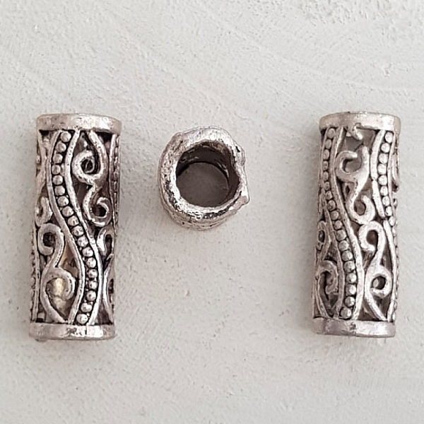 Perle passant tube Argent N&deg;16