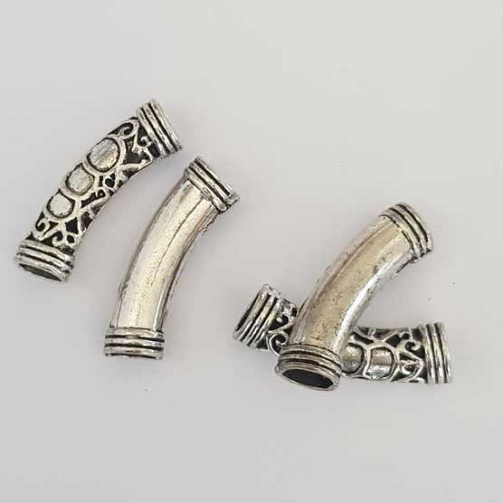 Perle passant tube Argent N&deg;30 Courb&eacute;