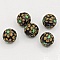 Perle p&acirc;te polym&egrave;re fond Noir et fleurs 12 mm