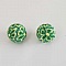 Perle p&acirc;te polym&egrave;re fond Vert et fleurs 12 mm