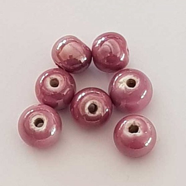 Perle ronde c&eacute;ramique mauve 11 mm N&deg;05