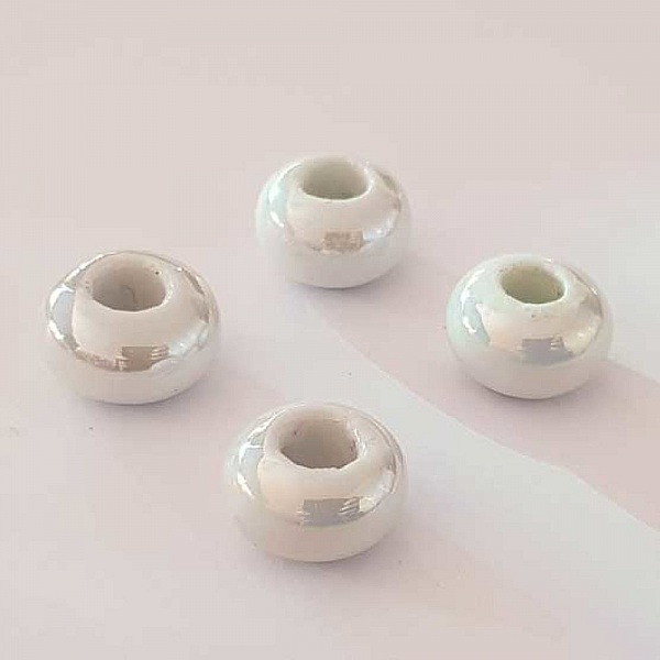 Perle ronde c&eacute;ramique blanc 14 mm