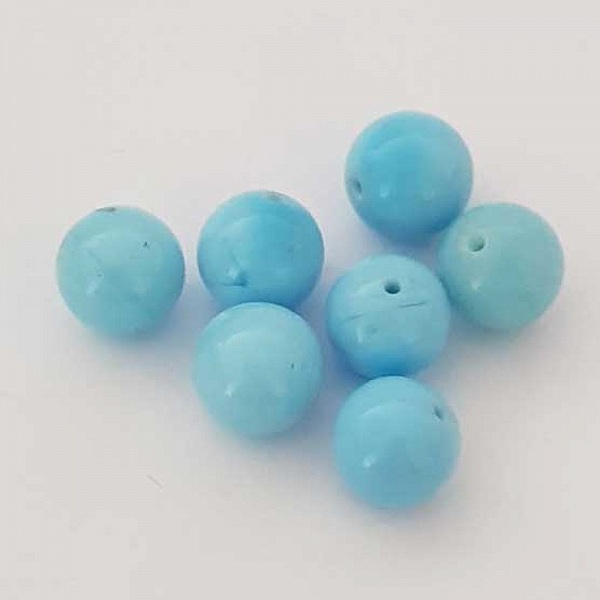 Perle ronde c&eacute;ramique bleu clair 10 mm N&deg;002