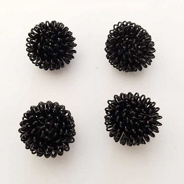 Perle ronde fil de fer m&eacute;tal fantaisie 16 mm Noir