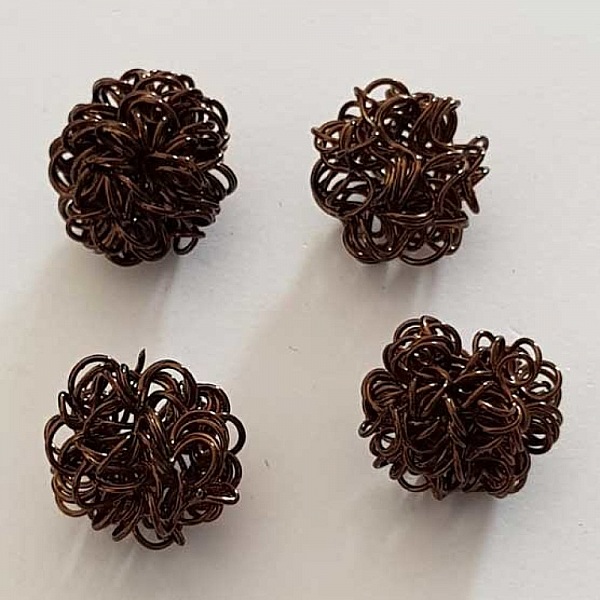 Perle ronde fil de fer m&eacute;tal fantaisie 20 mm Marron