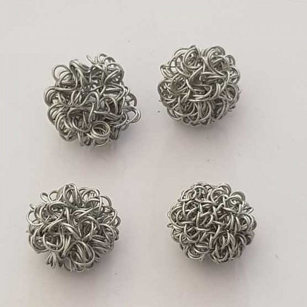 Perle ronde fil de fer m&eacute;tal fantaisie 16 mm Gris Argent&eacute;
