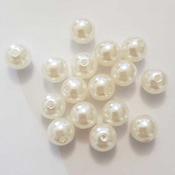 Perle ronde plastique effet nacr&eacute; blanc 12 mm N&deg;01