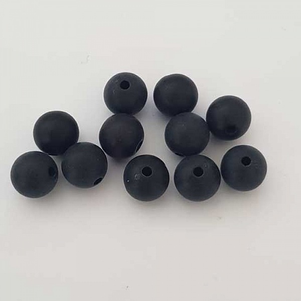 Perle ronde plastique mat noir 10 mm N&deg;002
