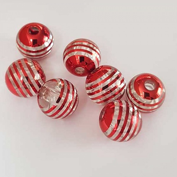 Perle ronde plastique fantaisie rouge 15 mm N&deg;01