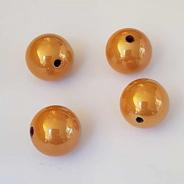 Perle ronde plastique brillante marron beige 12 mm N&deg;002