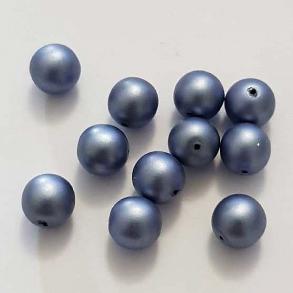 Perle ronde verre effet nacr&eacute; bleu mauve 10 mm N&deg;01