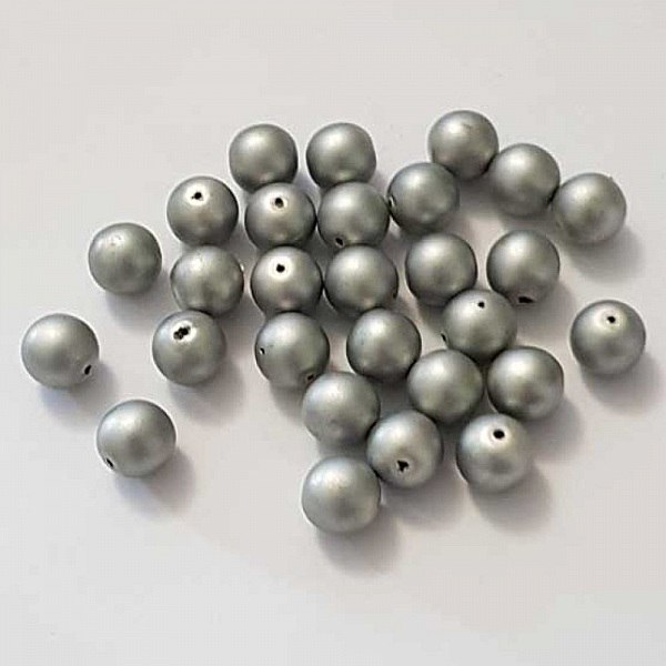 Perle ronde verre effet nacr&eacute; gris 10 mm N&deg;01