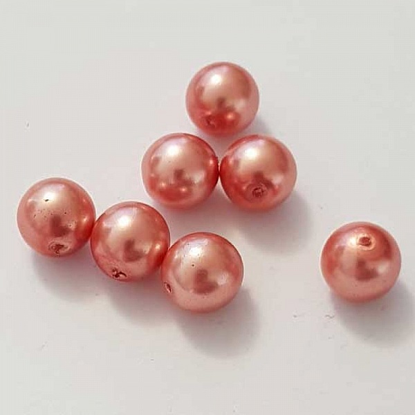 Perle ronde verre effet nacr&eacute; rose-02 10 mm N&deg;01