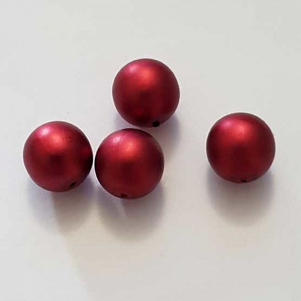 Perle ronde verre effet nacr&eacute; rouge 10 mm N&deg;01