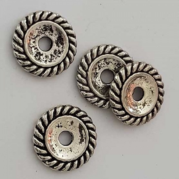 Perle rondelle plate anneau intercalaire en m&eacute;tal argent&eacute; 004 Argent