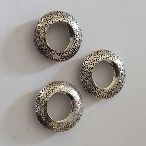 Perle rondelle plate anneau intercalaire en m&eacute;tal argent&eacute; 015 Argent
