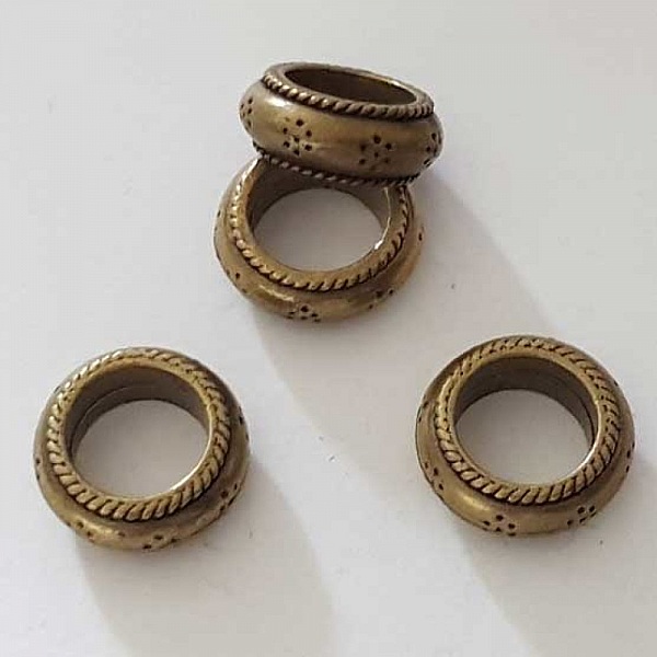 Perle rondelle plate anneau intercalaire en m&eacute;tal argent&eacute; 019 Bronze
