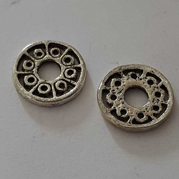 Perle rondelle plate anneau intercalaire en m&eacute;tal argent&eacute; 024 Argent