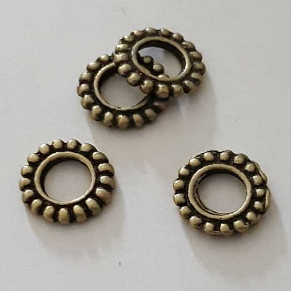 Perle rondelle plate anneau intercalaire en m&eacute;tal argent&eacute; 025 Bronze