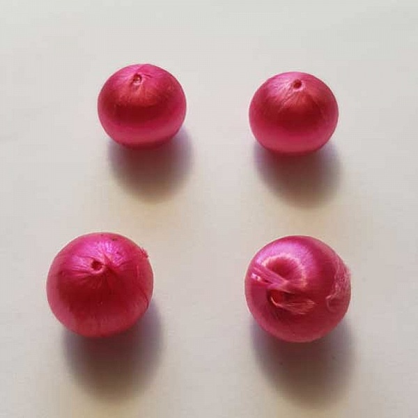 Perle tiss&eacute; en fil 15 mm Rose