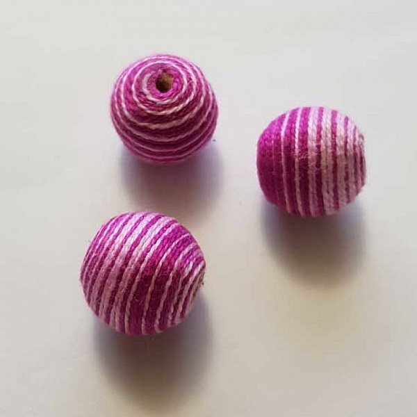 Perle tiss&eacute; en fil 19 mm Violet