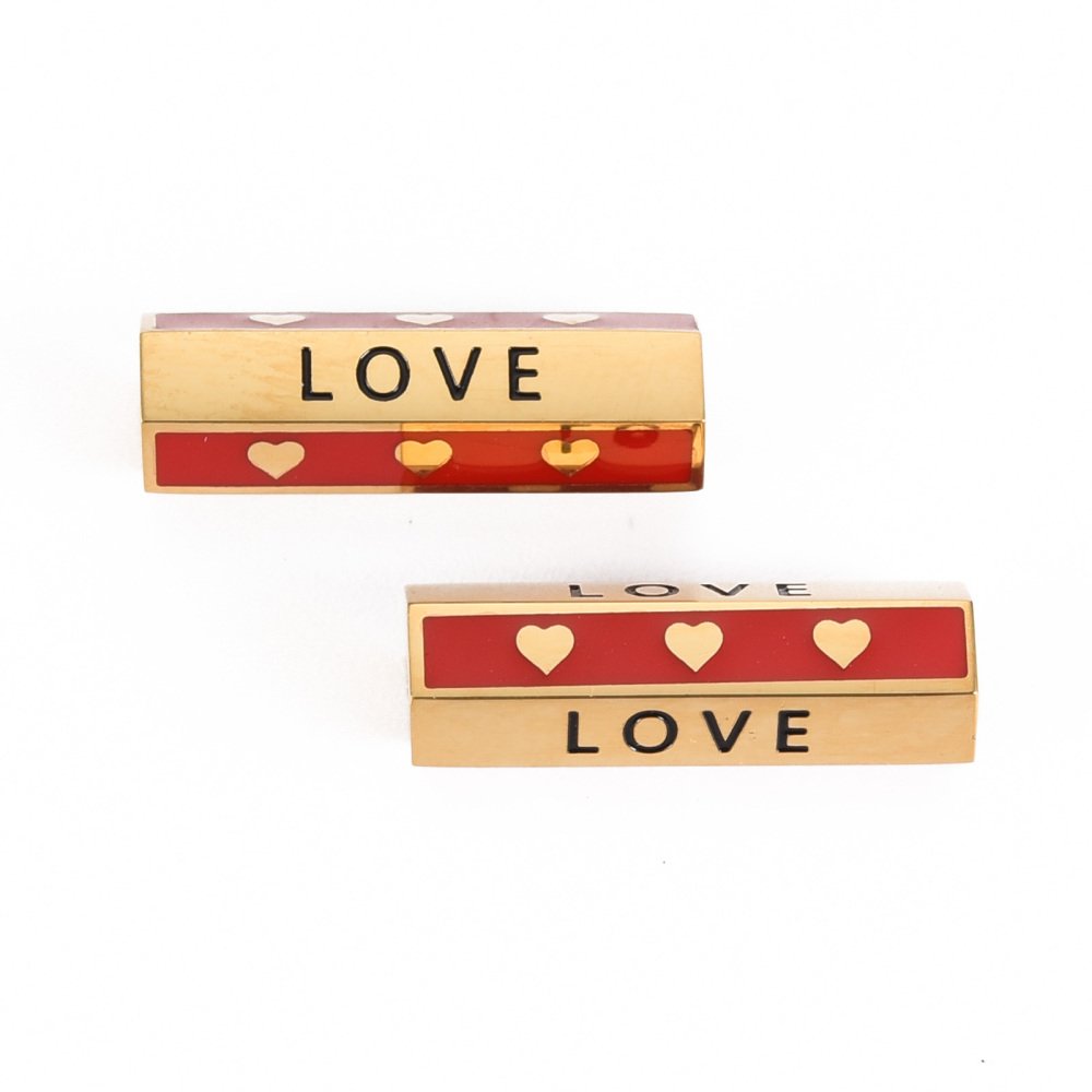 Perle tube 19 mm Love Acier Inoxydable N&deg;02 Dor&eacute;