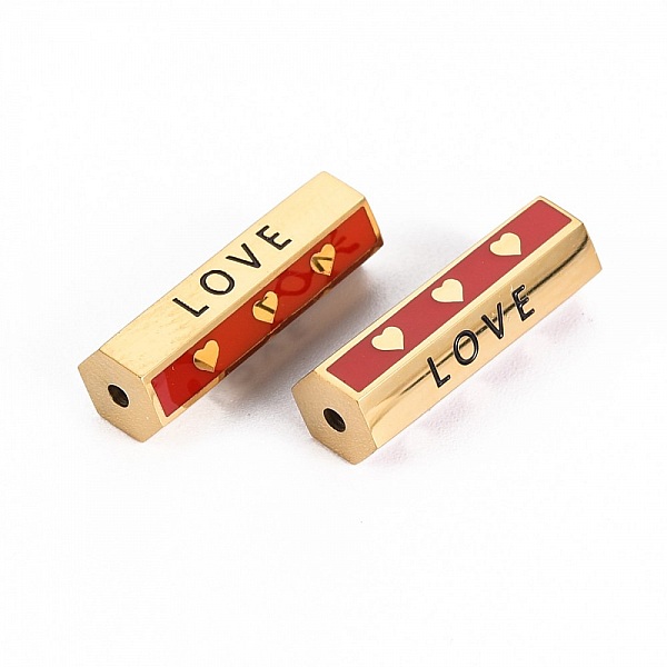 Perle tube 19 mm Love Acier Inoxydable N&deg;02 Dor&eacute;
