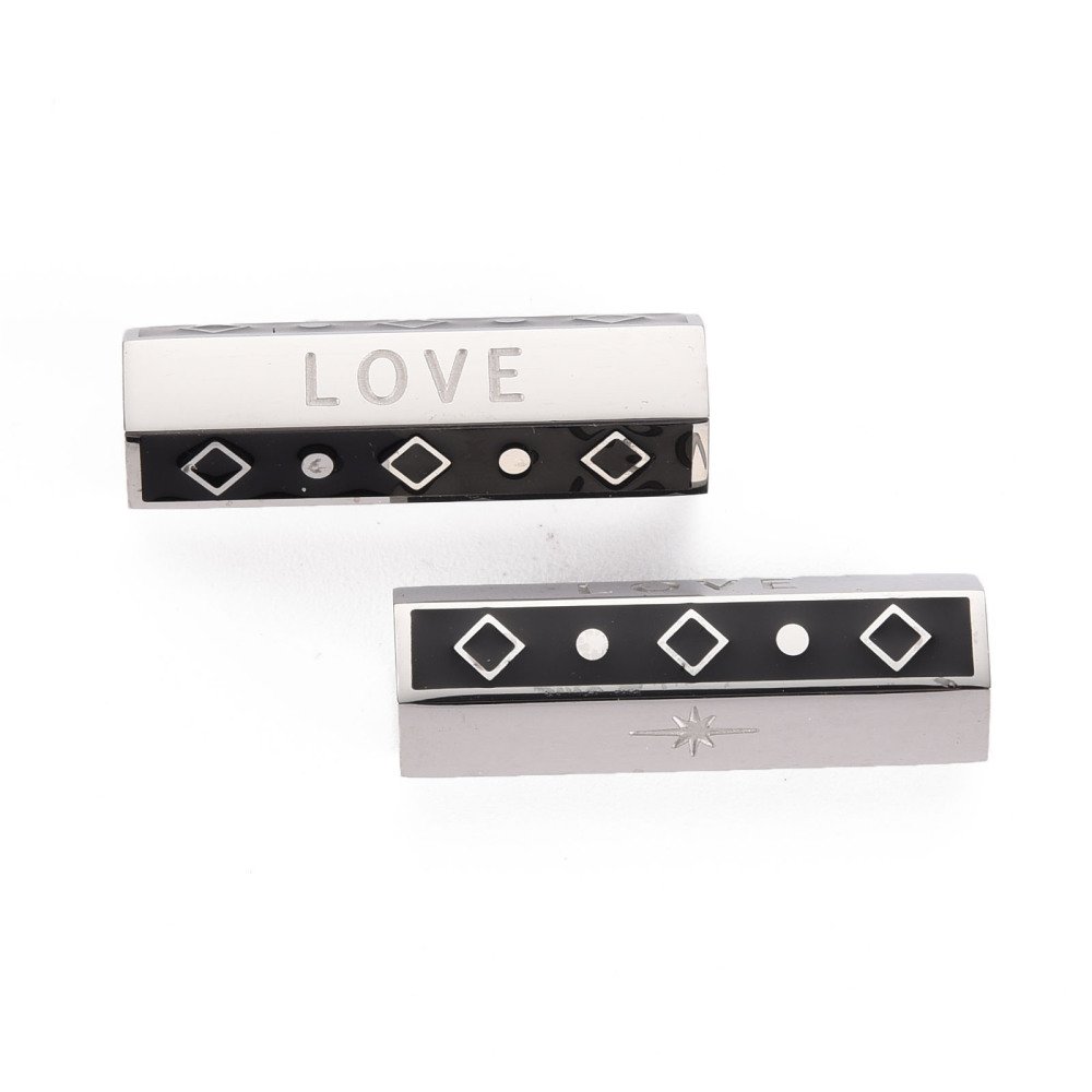 Perle tube 26 mm Love Acier Inoxydable N&deg;04 Argent