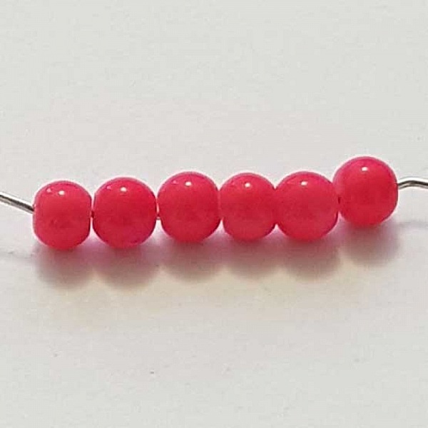 Perles Verres Rondes 06 mm Rose 02 x 10 Pi&egrave;ces