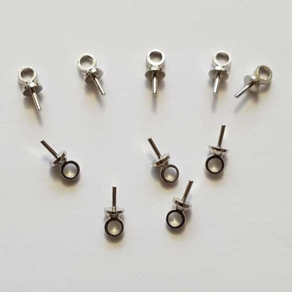 Piton &agrave; coller 7 x 3 mm Argent x 1 pi&egrave;ce