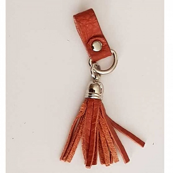 Pompon cuir uni 45 mm N&deg;02 Marron