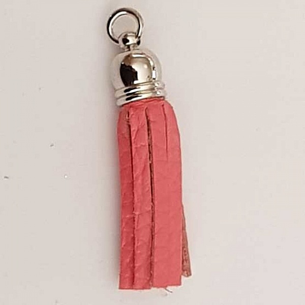 Pompon cuir uni 50 mm N&deg;07 Rose 02