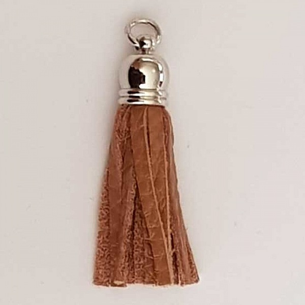 Pompon cuir uni 50 mm N&deg;09 Marron