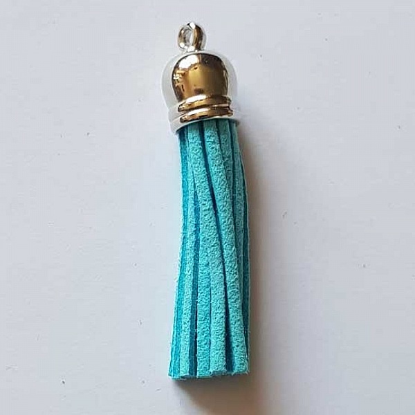 Pompon su&eacute;dine uni 60 mm N&deg;40 Turquoise
