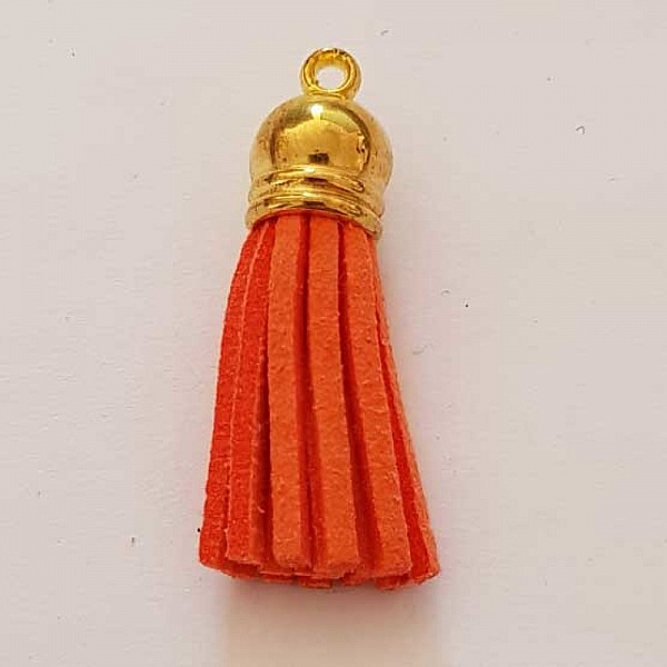 Pompon su&eacute;dine uni 38 mm N&deg;11 Orange 04