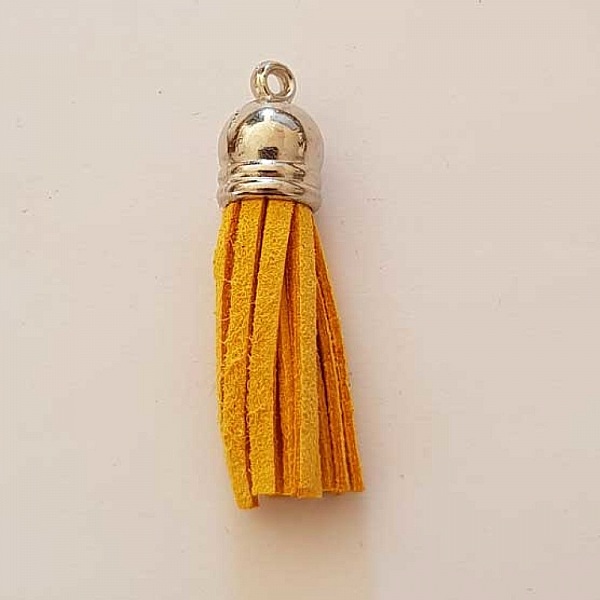 Pompon su&eacute;dine uni 40 mm N&deg;11 Jaune