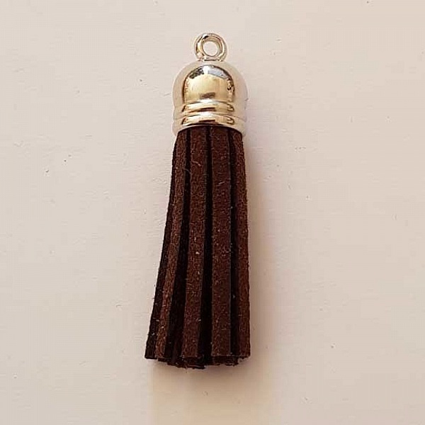 Pompon su&eacute;dine uni 43 mm N&deg;10 Marron Fonc&eacute;