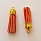 Pompon su&eacute;dine uni 38 mm N&deg;04 Orange 01