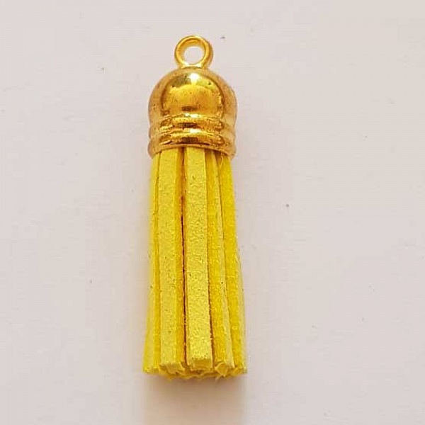 Pompon su&eacute;dine uni 38 mm N&deg;09 02 Jaune