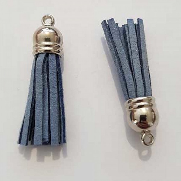 Pompon su&eacute;dine uni 42 mm N&deg;03 Bleu