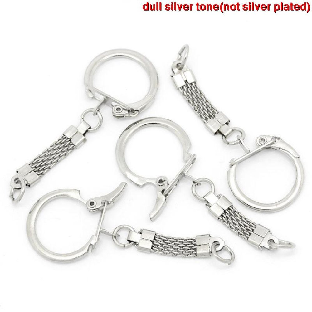 Porte cl&eacute;s argent&eacute; en m&eacute;tal 6.2 cm