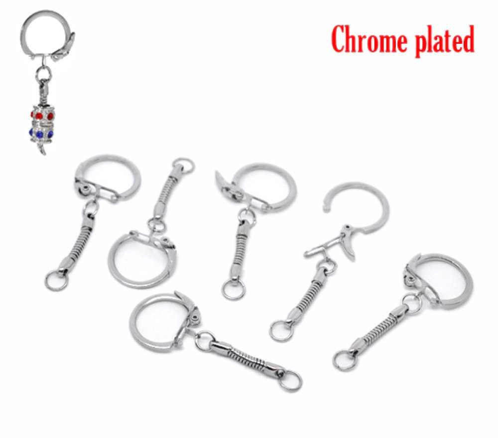 Porte cl&eacute;s argent&eacute; en m&eacute;tal 6 cm