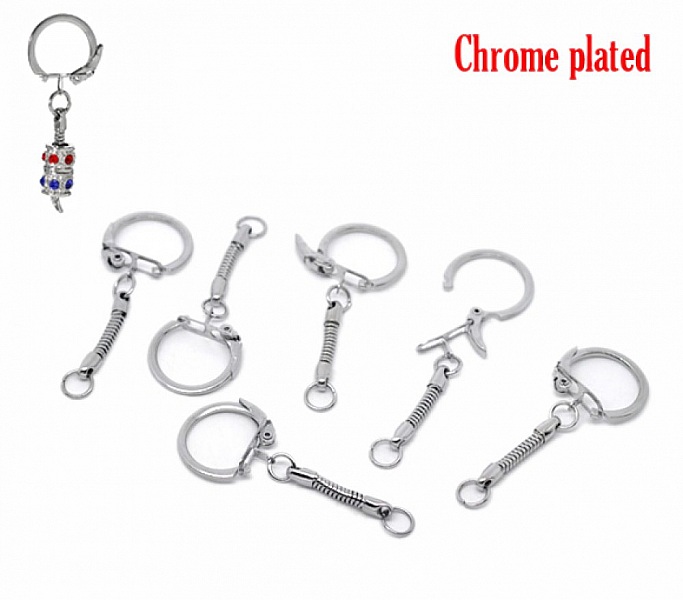 Porte cl&eacute;s argent&eacute; en m&eacute;tal 6 cm