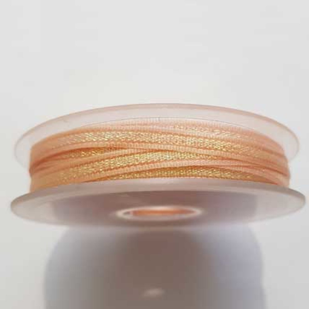 Ruban 06 mm Saumon Paillet&eacute; Or