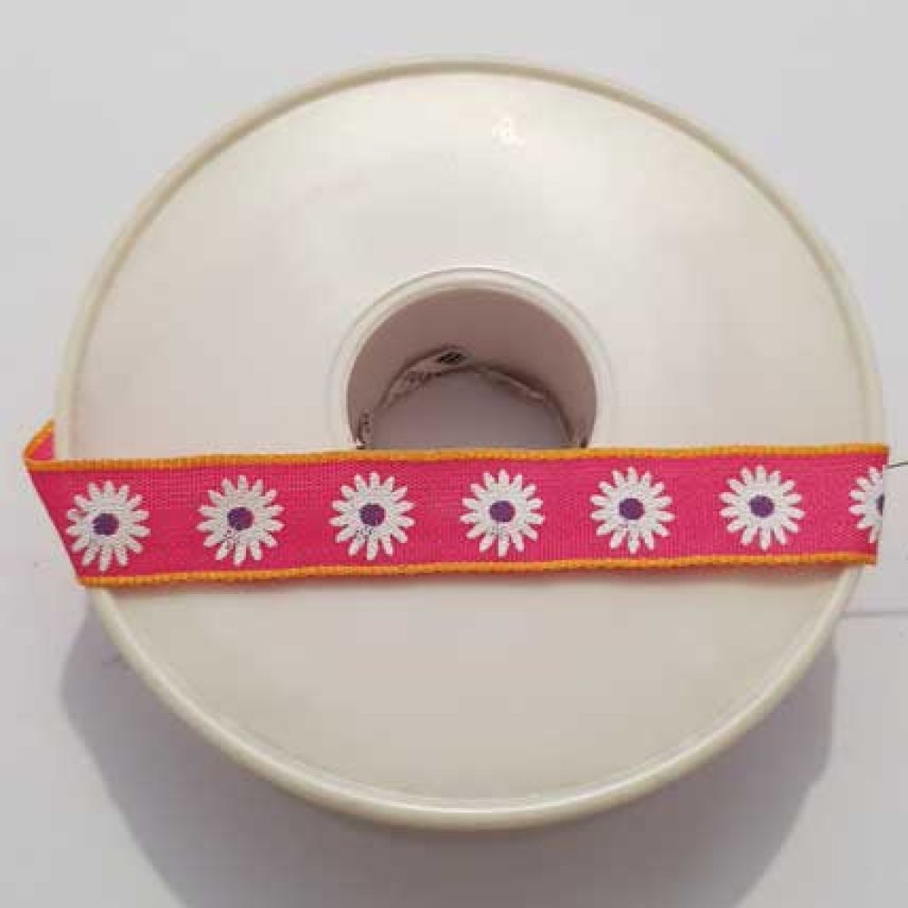 Ruban Galon 12 mm motif fleur N&deg;01