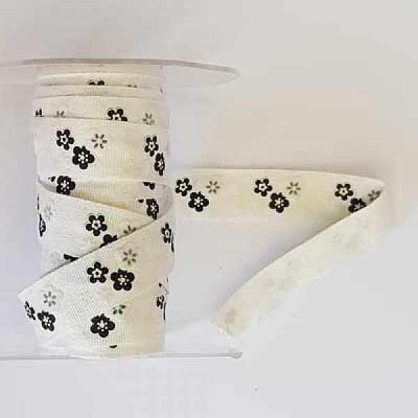 Ruban Galon 16 mm motif fleur N&deg;02