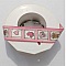 Ruban galon 25 mm avec motifs enfant roses sur bobine.